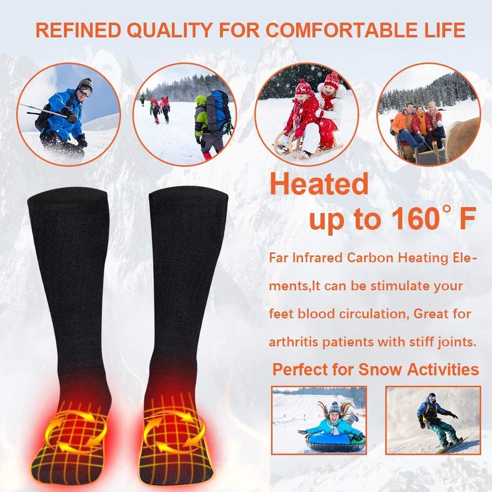 Rechargeable Heated Socks for Men & Women - Electric Foot Warmers for Hunting, Skiing, Cycling, Camping & Hiking - Perfect Winter Gift & Christmas Stocking Stuffers for Cold Weather Outdoor Activities