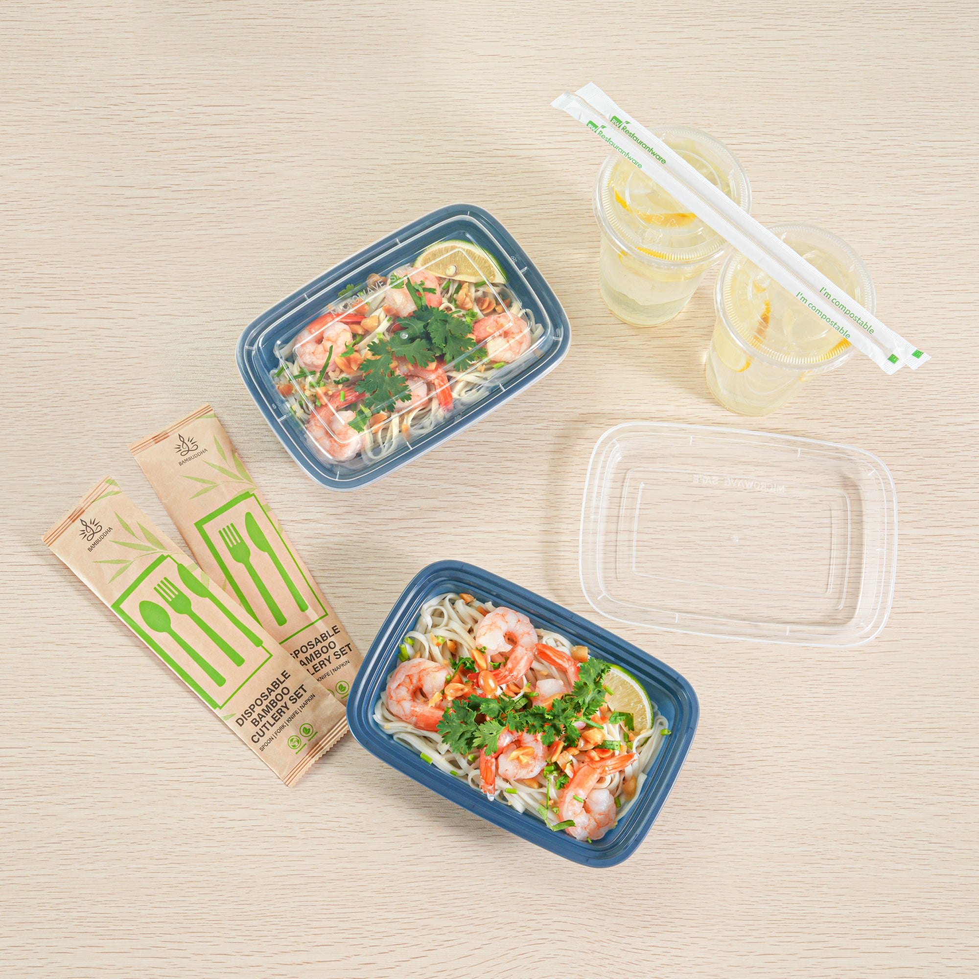 24 oz Rectangle Midnight Blue Plastic Food Storage Container with Clear Lid - Microwave Safe, 8