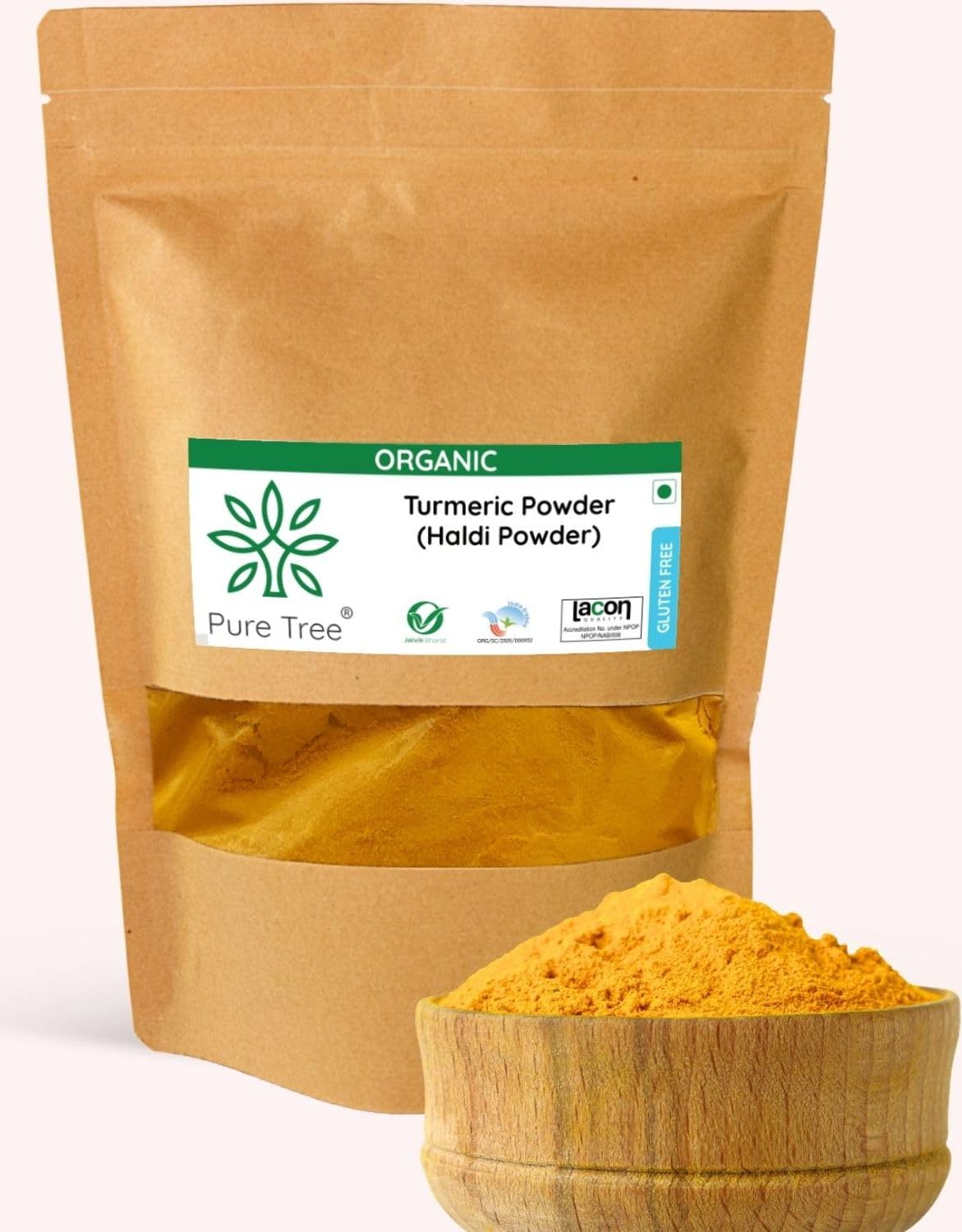 Pure Tree Certified Organic Turmeric Powder (Haldi) - 250g | USDA Organic Spice for Cooking, Golden Milk & Wellness | Strong Antioxidant for Healthy Lifestyle