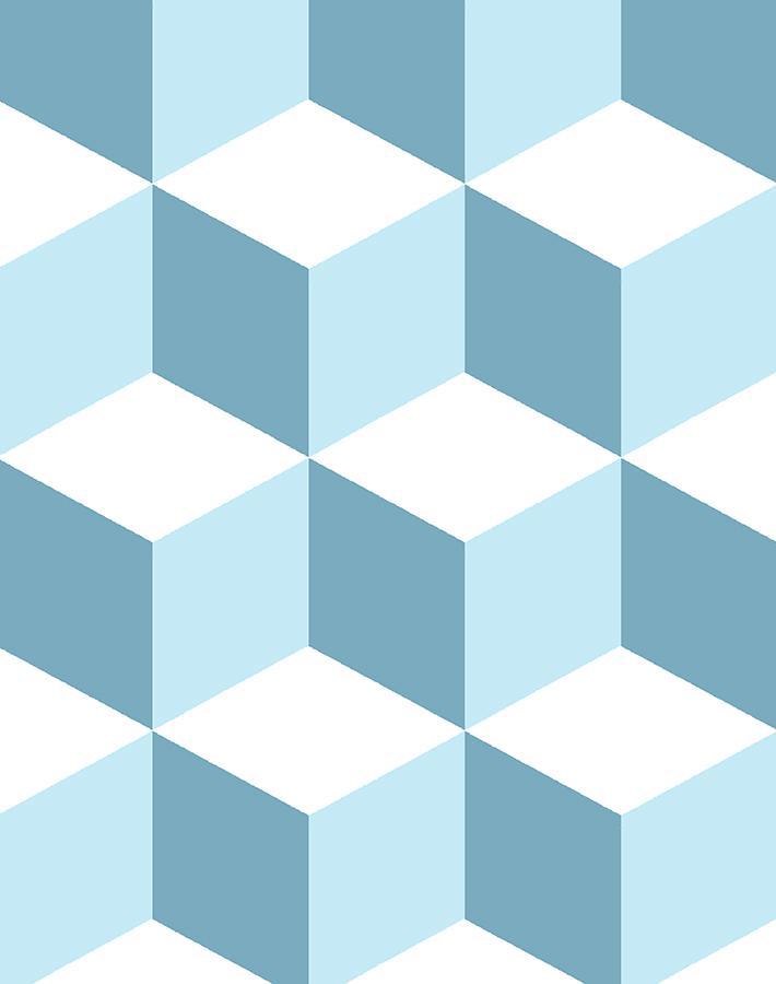 Wallshoppe 'Ice Cubist' Baby Blue Wallpaper - Modern Geometric Peel & Stick Wallpaper for Nursery, Bedroom, and Living Room Decor