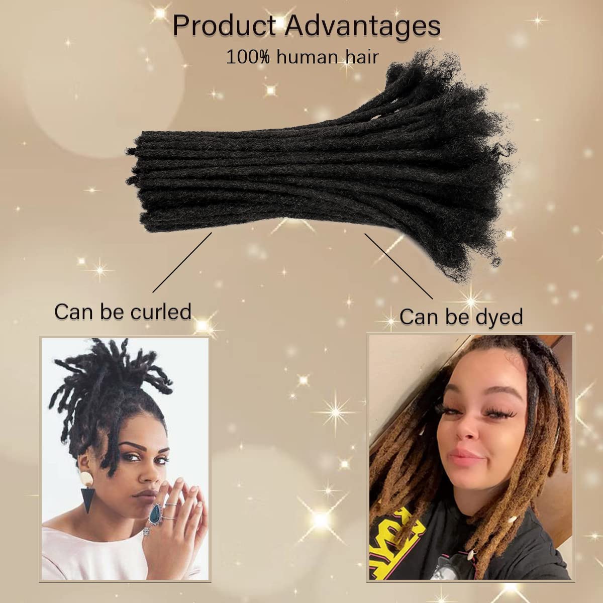 100% Handmade Permanent Locs Dreadlock Extensions - 10 Inch 100 Strands Natural Black Human Hair for Women, Men & Kids (0.8cm Thickness) | Perfect for Protective Styling, Boho Looks & Natural Hair Care