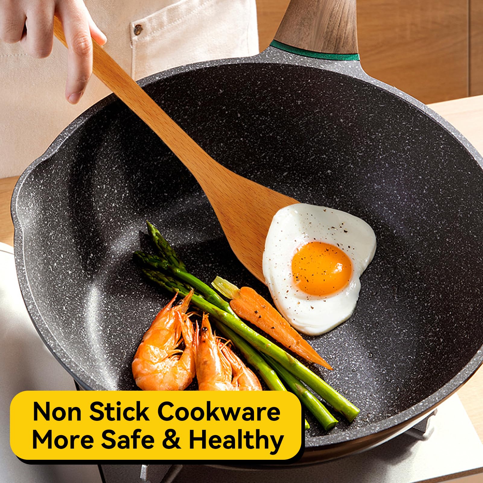 Premium 9.7 Inch Wooden Spatula for Cooking - Natural Light Wood Turner for Nonstick Pans, Woks & Cookware - Ideal for Flipping Pancakes, Eggs & Stir-Fry Dishes - Eco-Friendly Kitchen Utensil Set Accessory