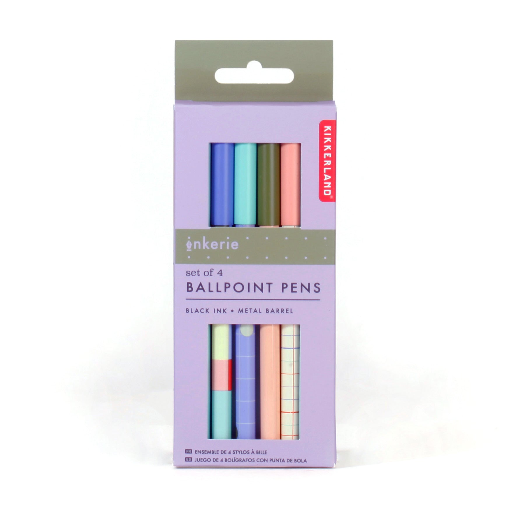 Inkerie Set of 4 Premium Ballpoint Pens - Smooth Writing, Comfort Grip - Perfect for Office, School, Note Taking & Gift Giving