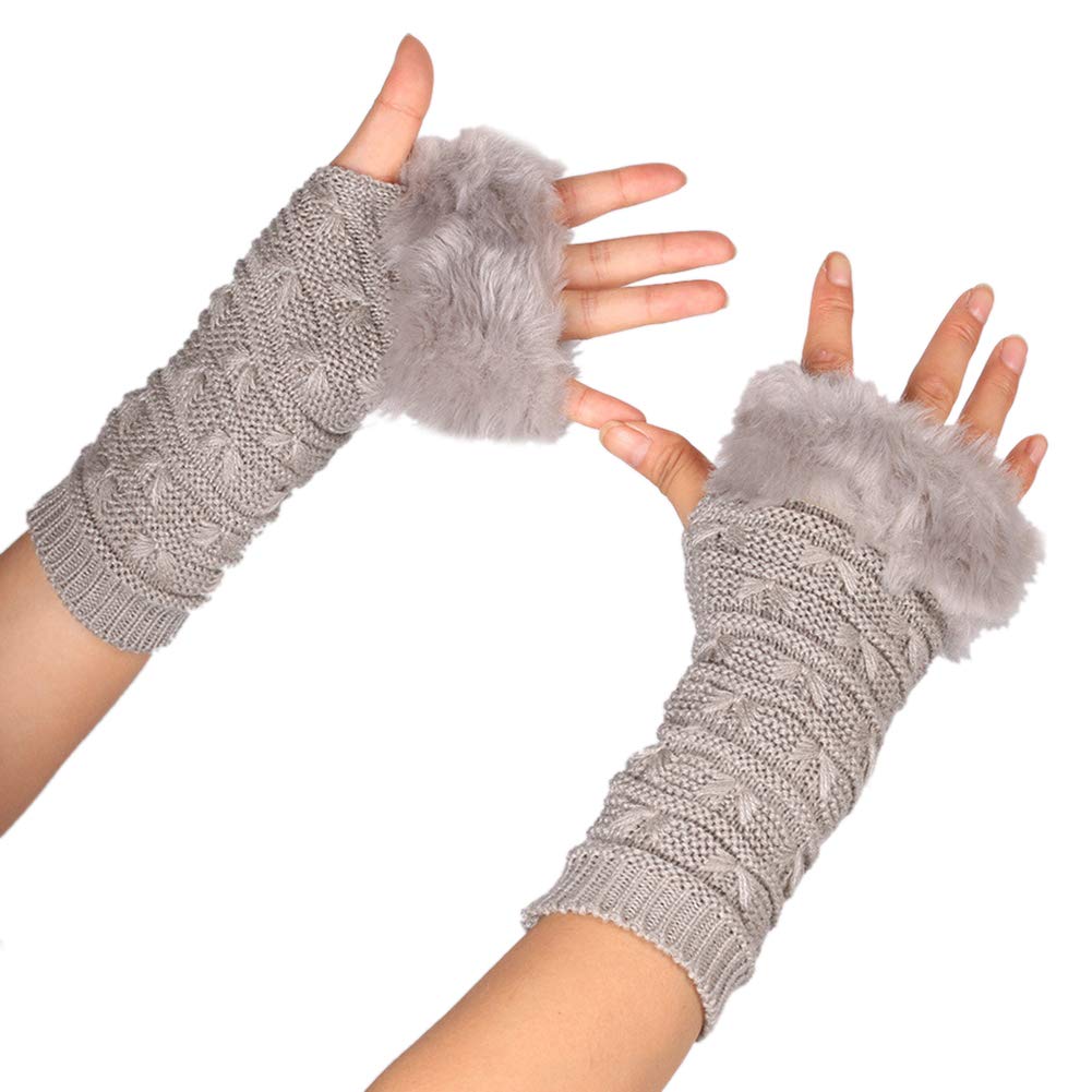 Asudaro Women's Faux Fur Fingerless Gloves - Winter Arm Warmers & Wrist Warmers for Women and Girls - Cozy Hand Warmers for Outdoor Activities, Work, and Daily Use