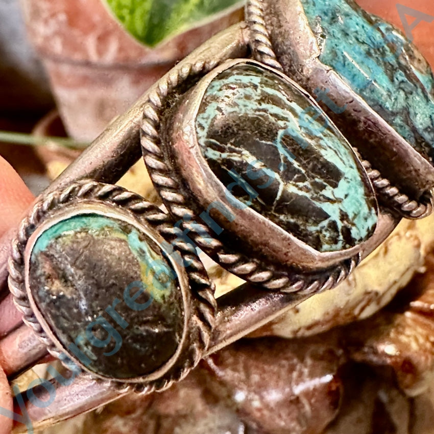 Stunning Navajo Row Bracelet with Bisbee & Carlin Mine Turquoise in Sterling Silver - Perfect for Boho Fashion & Southwest Jewelry Lovers