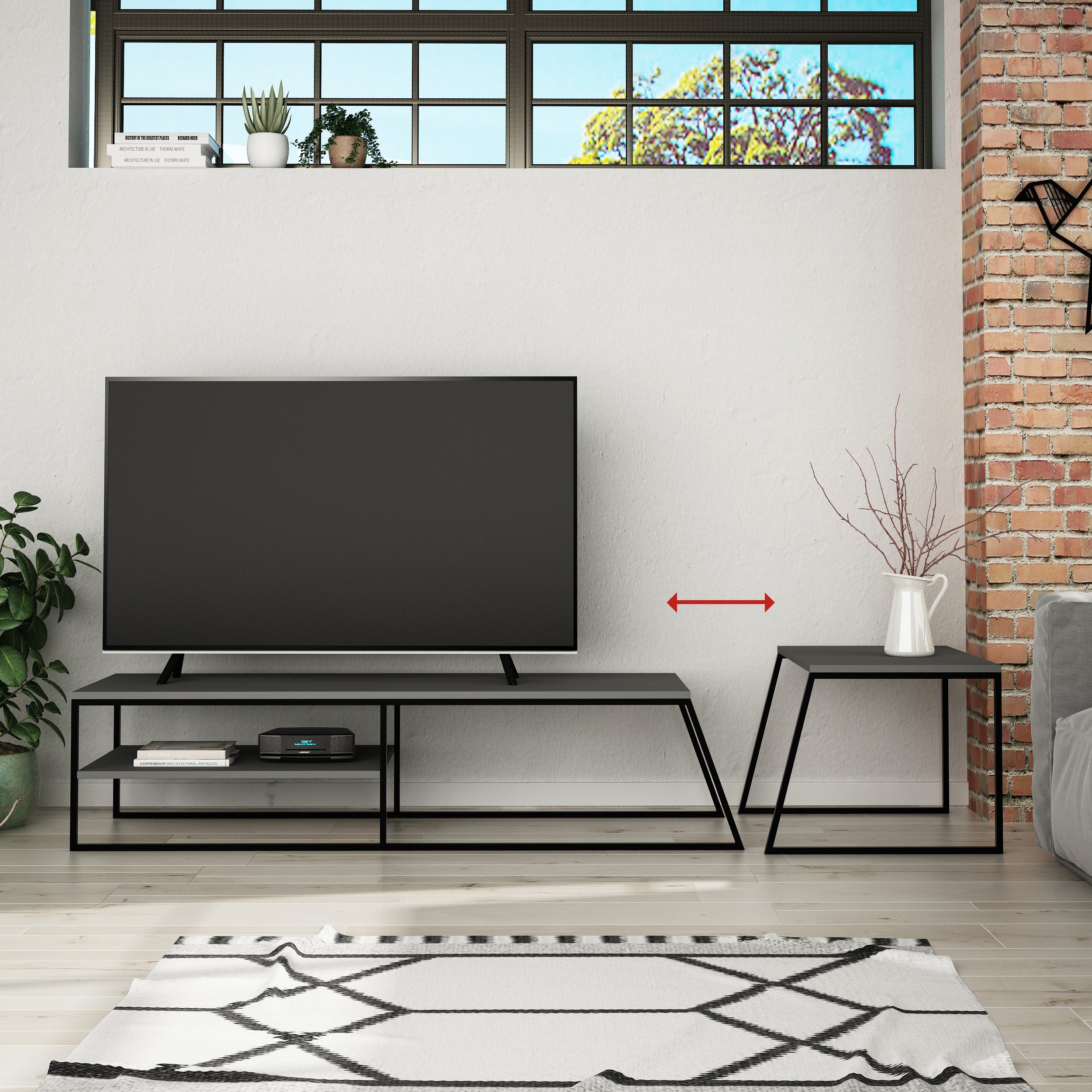 Modern TV Stand for Living Room - Euharlee TV Stand with Storage, Sturdy Wooden Entertainment Center for Flat Screen TVs up to 65