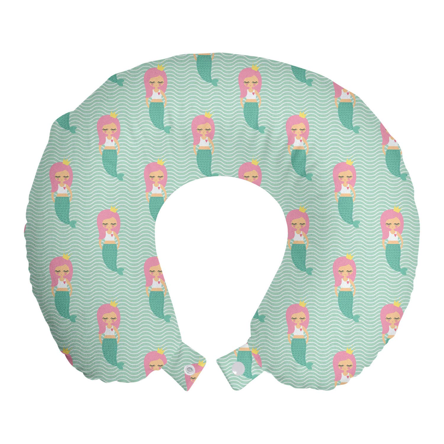 Lunarable Mermaid Travel Pillow - Memory Foam Neck Support for Airplane & Car - 12