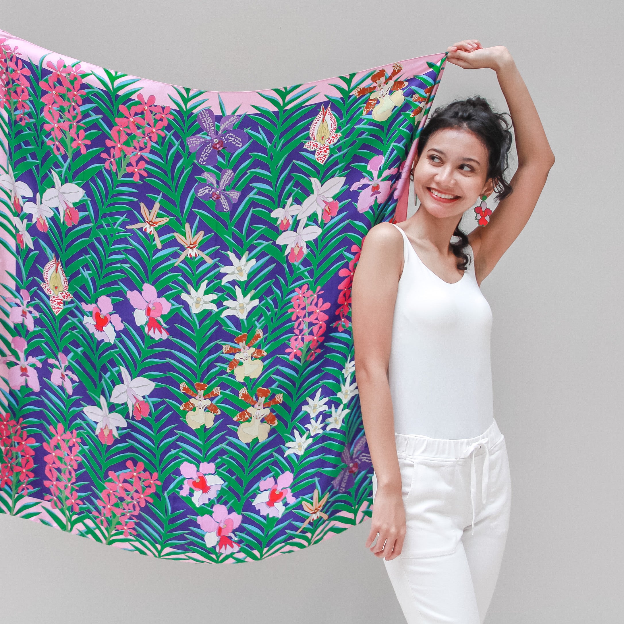 Premium Silk Scarf - Elegant Floral Design for Women, Luxury Fashion Accessory, Perfect for Parties, Weddings & Special Occasions