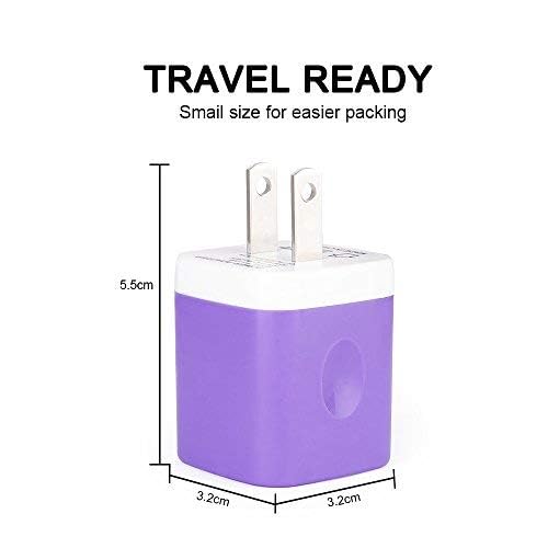 Sicodo 3-Pack USB Wall Charger Block - Dual Port Fast Charging Cube Power Adapter for iPhone 16/15/14/13/12/SE/X/8, Samsung Galaxy S24/S23/S22/S21, LG, Moto - Perfect for Home, Office & Travel Charging