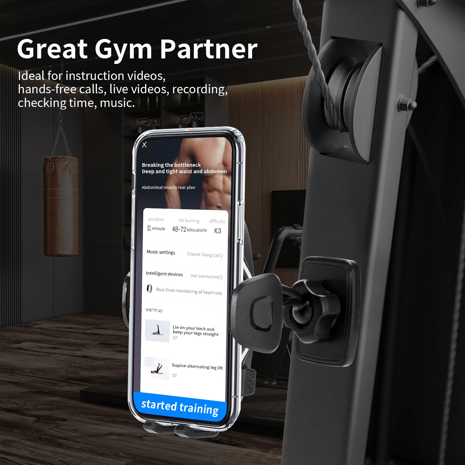 Magnetic Phone Holder for Gym - Universal Smartphone Mount for Thick Cases, Videos, Golf Cart, Tractor & Shower | Perfect for Workouts, Golfing, Farming & Bathroom Use