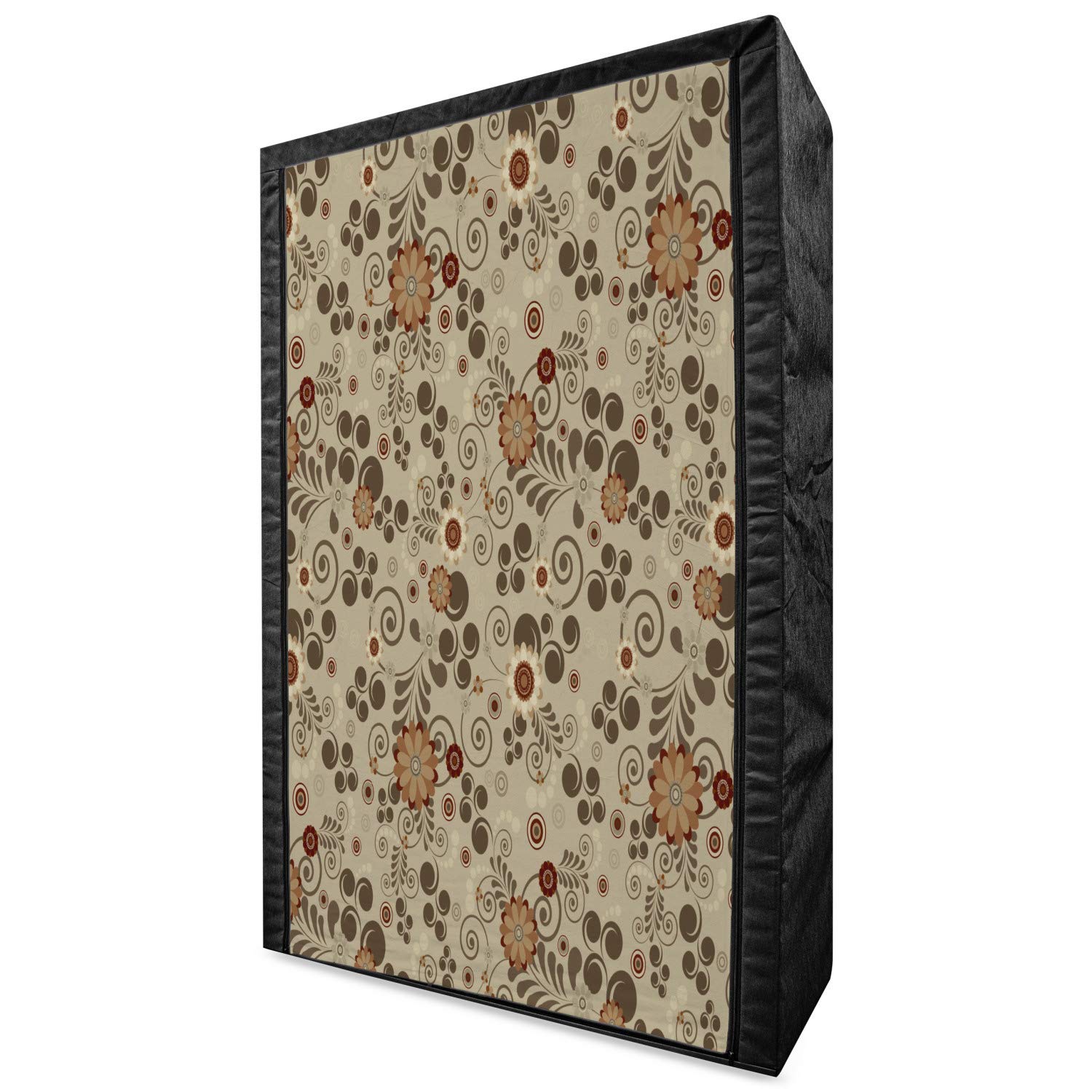 Ambesonne Grunge Portable Fabric Wardrobe - Floral Fantasy Pattern with Swirls, Curves & Dots in Retro Colors | 42.5