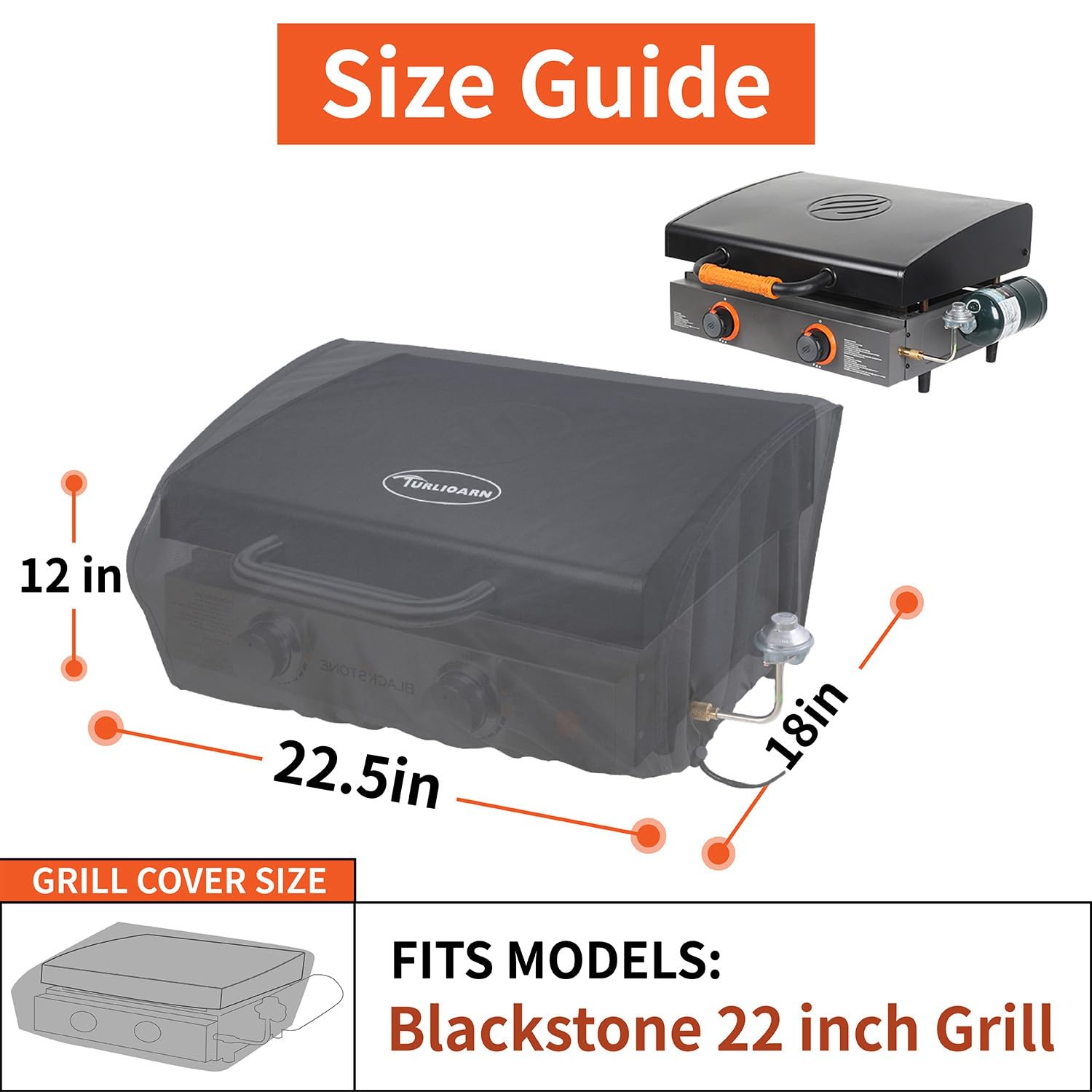 Blackstone 22 Inch Griddle Cover - Heavy Duty 600D Polyester Waterproof Gas Grill Cover for 22