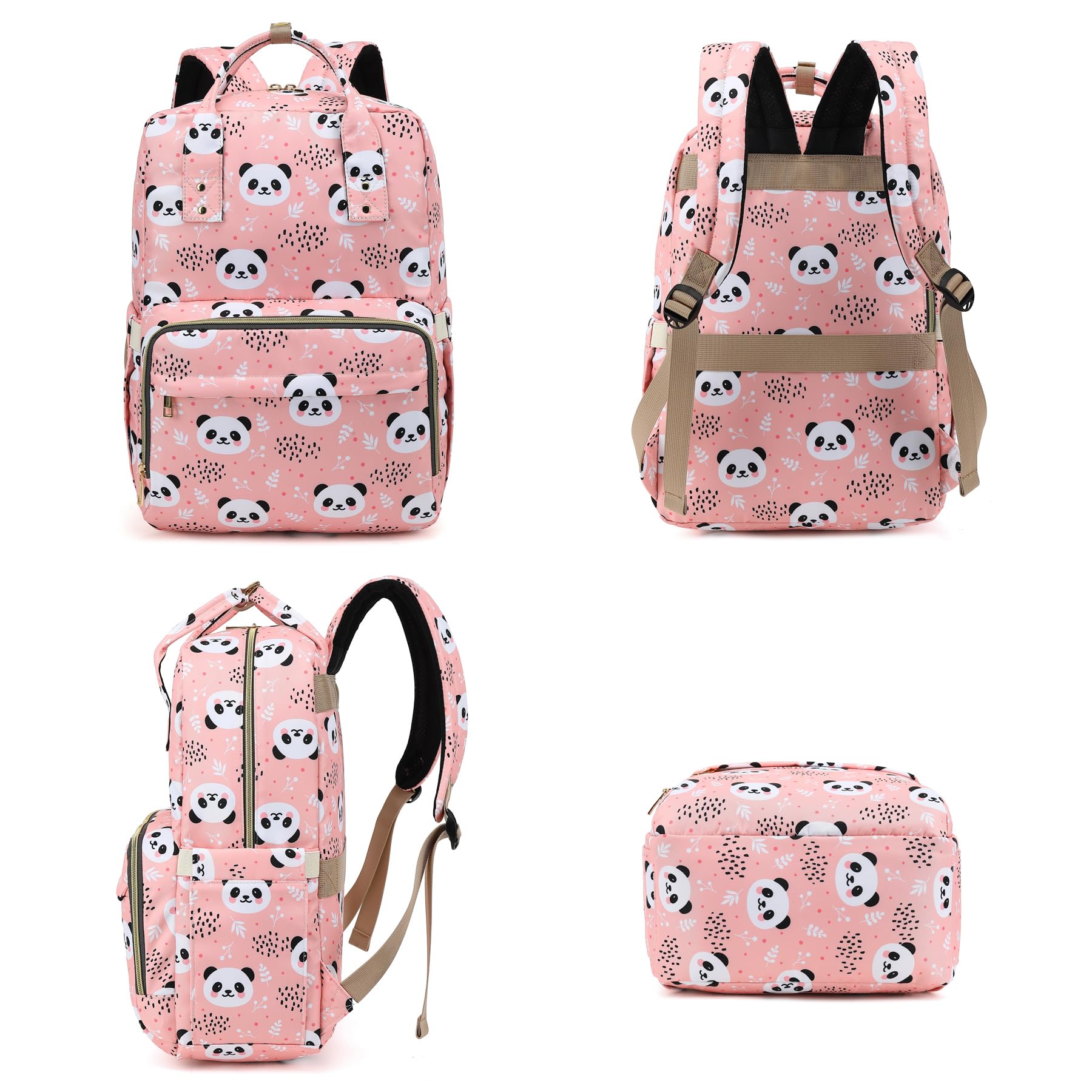 Stylish Pink 15.6 Inch Panda Laptop Backpack for Women & Girls - Durable College Bookbag, School Backpack & Travel Computer Bag - Perfect for School, Work, Commuting & Travel Accessories