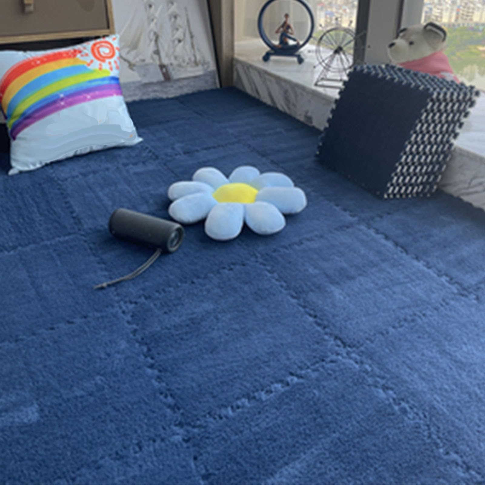 Premium Plush Thickened Interlocking Floor Mats - 10-Piece Pack (30x30cm, Navy Blue) for Bedroom, Nursery & Playroom - Soft Non-Slip Square Tiles for Easy Installation & Comfortable Flooring