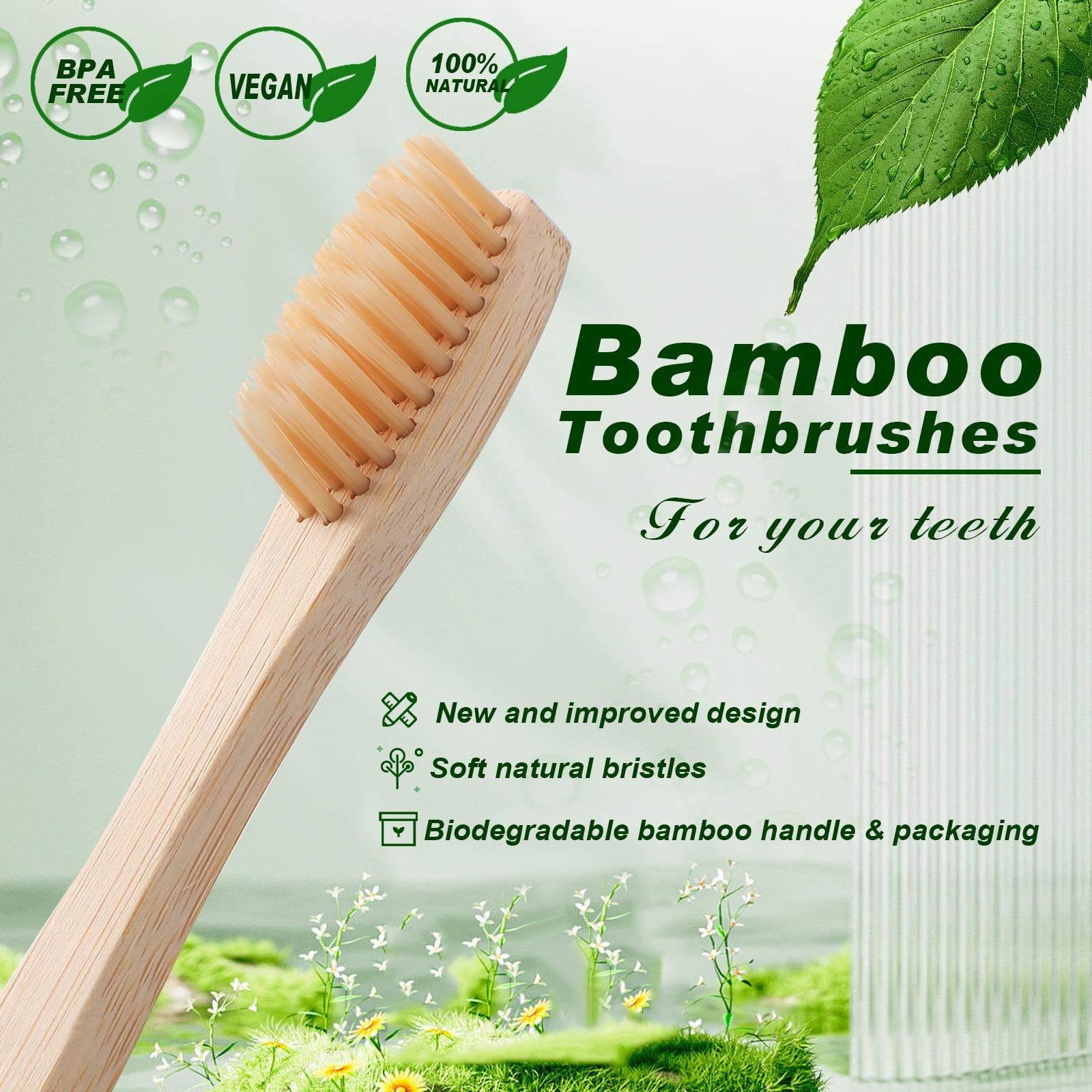 Sieral 240 Pcs Bamboo Toothbrushes for Adults - Soft Bristle, Eco-Friendly Natural Wooden Toothbrush Set, Vegan Organic Travel Toothbrushes (12 Colors, 7 Inch, Individually Wrapped) - Perfect for Home, Travel & Zero Waste Lifestyle
