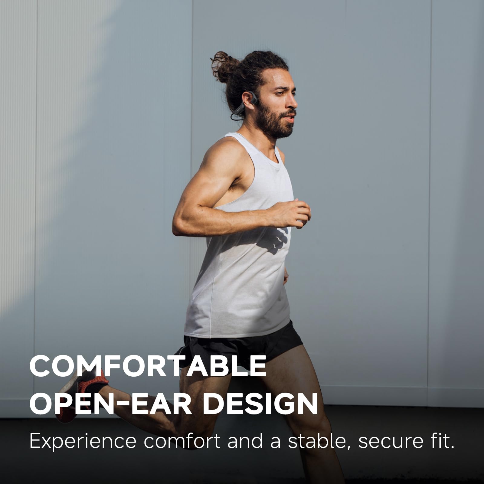 Bluetooth 5.3 Bone Conduction Headphones - Open Ear Wireless Headphones with Mic, 8H Playtime, IP56 Sweatproof for Running, Cycling, Workout & Outdoor Sports (Black) - Perfect for Gym, Hiking & Active Lifestyle