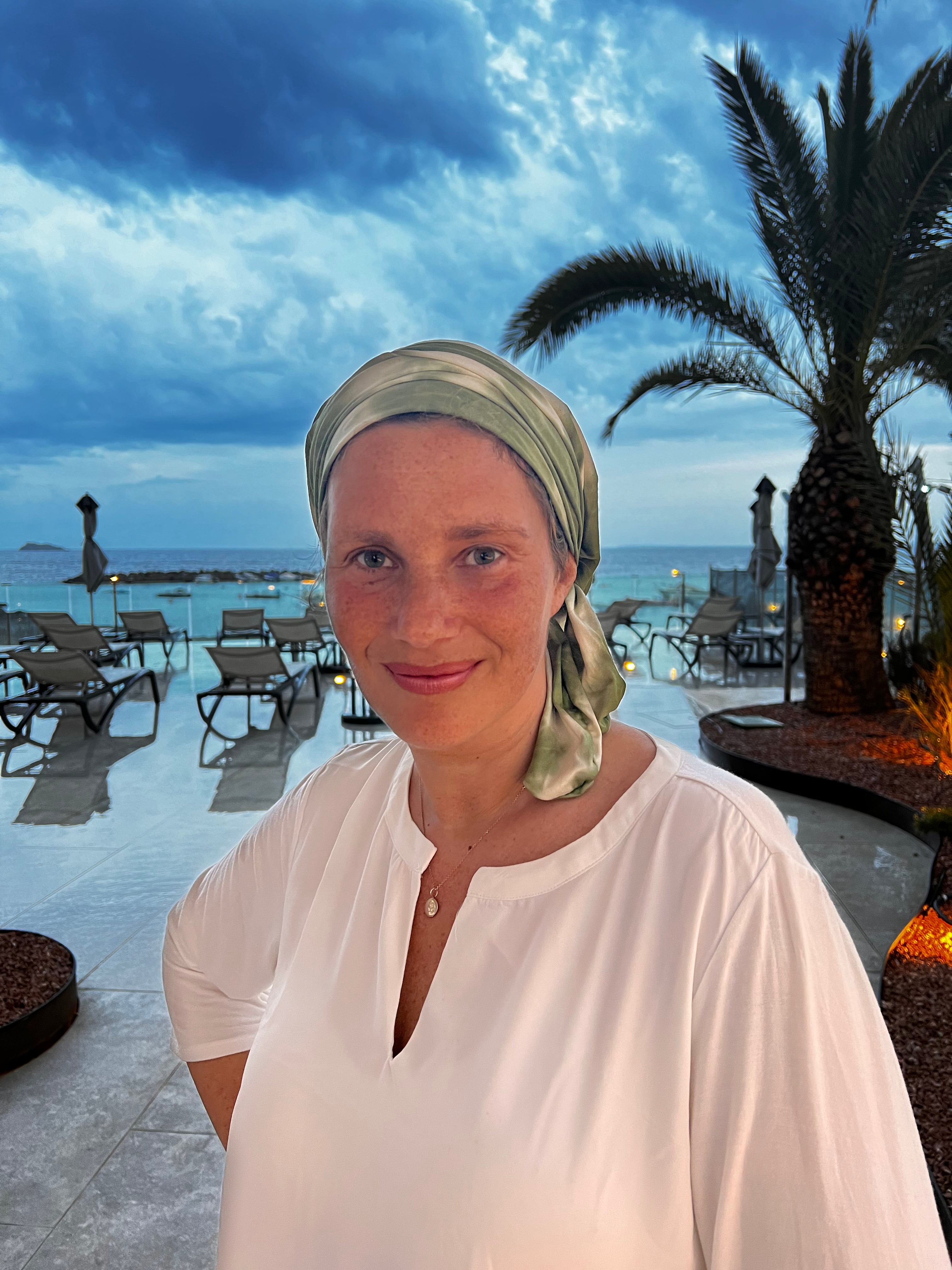 Tie Dye Green Wrap Around Turban Snood Headwear | 10-Way Adjustable Hair Wrap Scarf | Made in USA by Uptown Girl | Perfect for Yoga, Beach, Workouts & Fashion Accessories