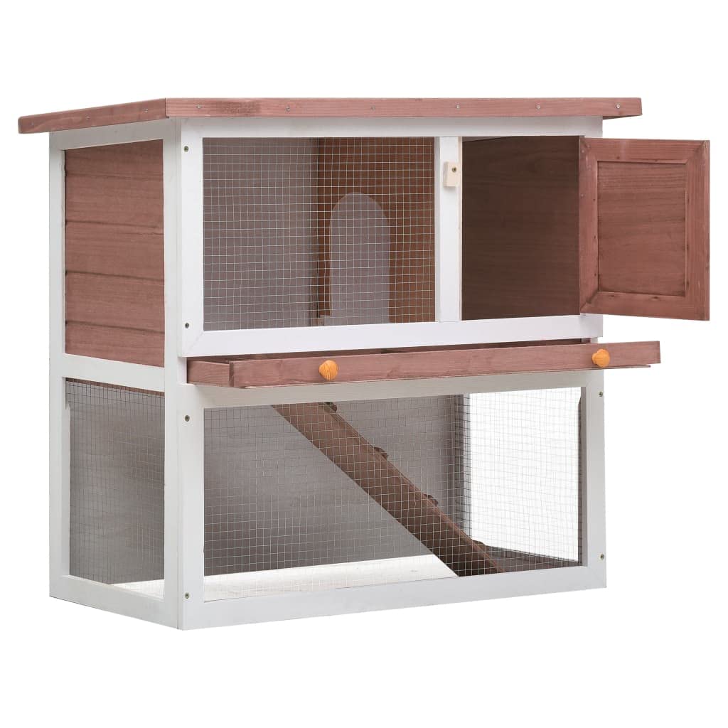 Premium SKM Outdoor Rabbit Hutch - 1 Door Brown Wooden Rabbit Cage for Small Pets - Perfect for Backyard, Garden, and Patio Use
