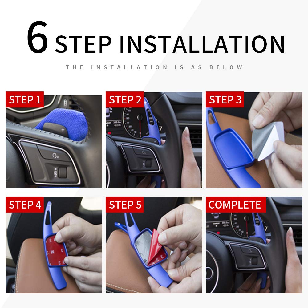 Premium Metal Alloy Steering Wheel Paddle Shifter Extension Kit - Compatible with Mercedes-Benz Smart Fortwo 451 (2009-2017) & Forfour 453 (2015-2017) - Blue Shift Paddle Blade Replacement & Decorative Upgrade for Enhanced Driving Experience - Perfect for Racing Enthusiasts & Custom Car Modifications