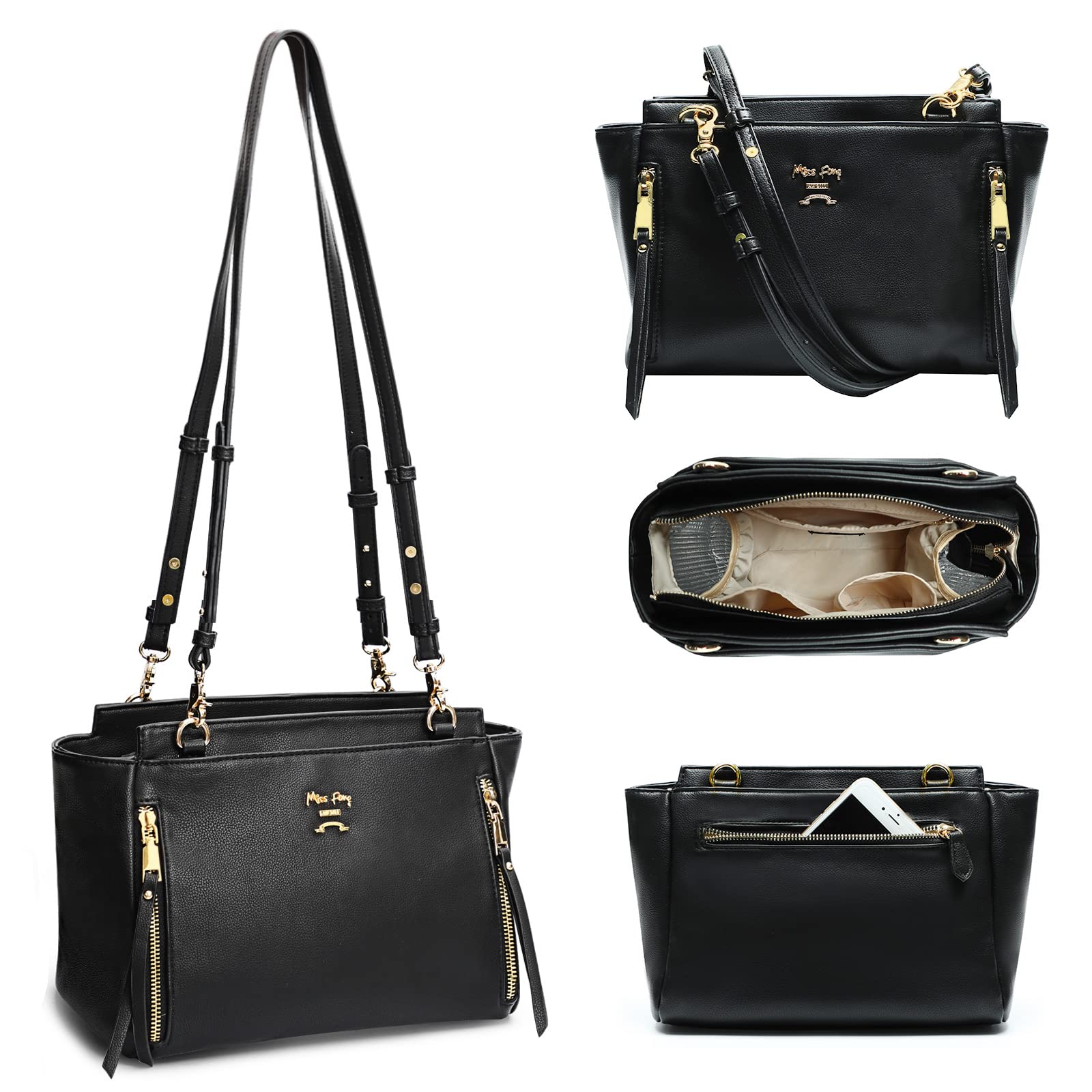 Premium Leather Diaper Bag Backpack for Women - Large Tote & Crossbody Baby Bag by Miss Fong - Perfect for Travel, Shopping, and On-the-Go Moms