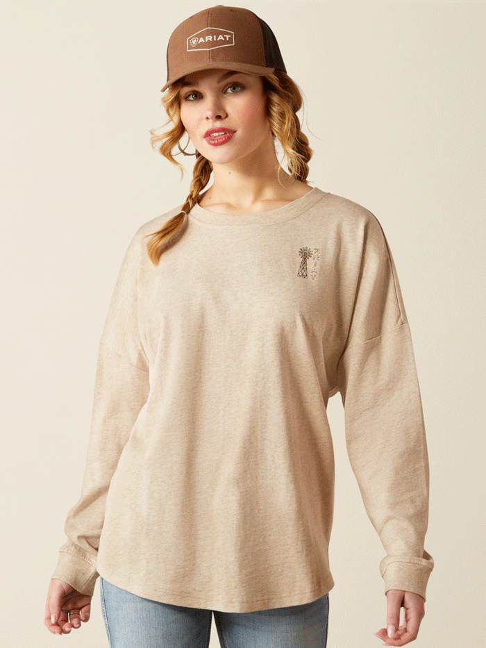 Ariat Women's Miller Oversized Long Sleeve T-Shirt - Soft Cotton Casual Tee for Everyday Wear, Work & Outdoor Activities