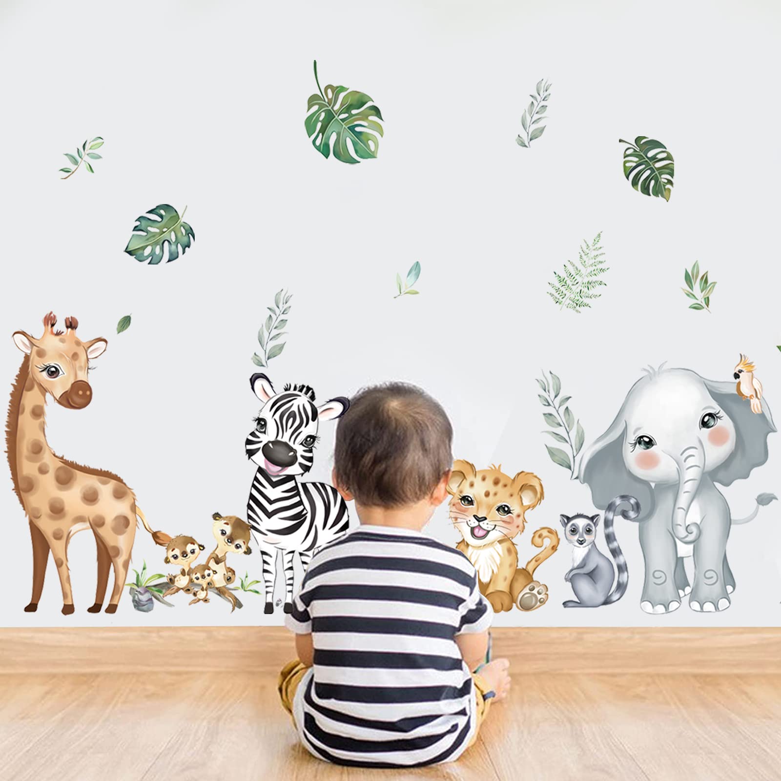 Decalmile Climbing Monkey Wall Decals - Safari Animal Stickers Set for Baby Nursery & Kids Bedroom Decor - Perfect for Jungle Themed Rooms and Playful Wall Art