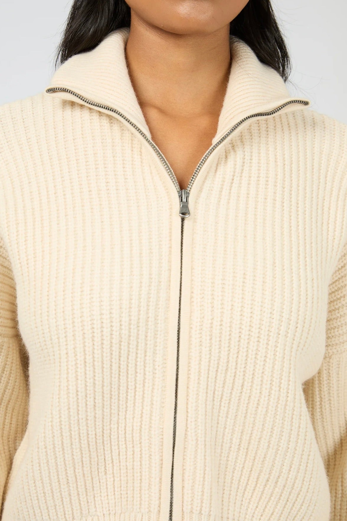 Vanilla Knit Zip Through Cardigan for Women - Cozy Open Front Sweater for Fall & Winter - Perfect for Layering, Office Wear & Casual Outfits