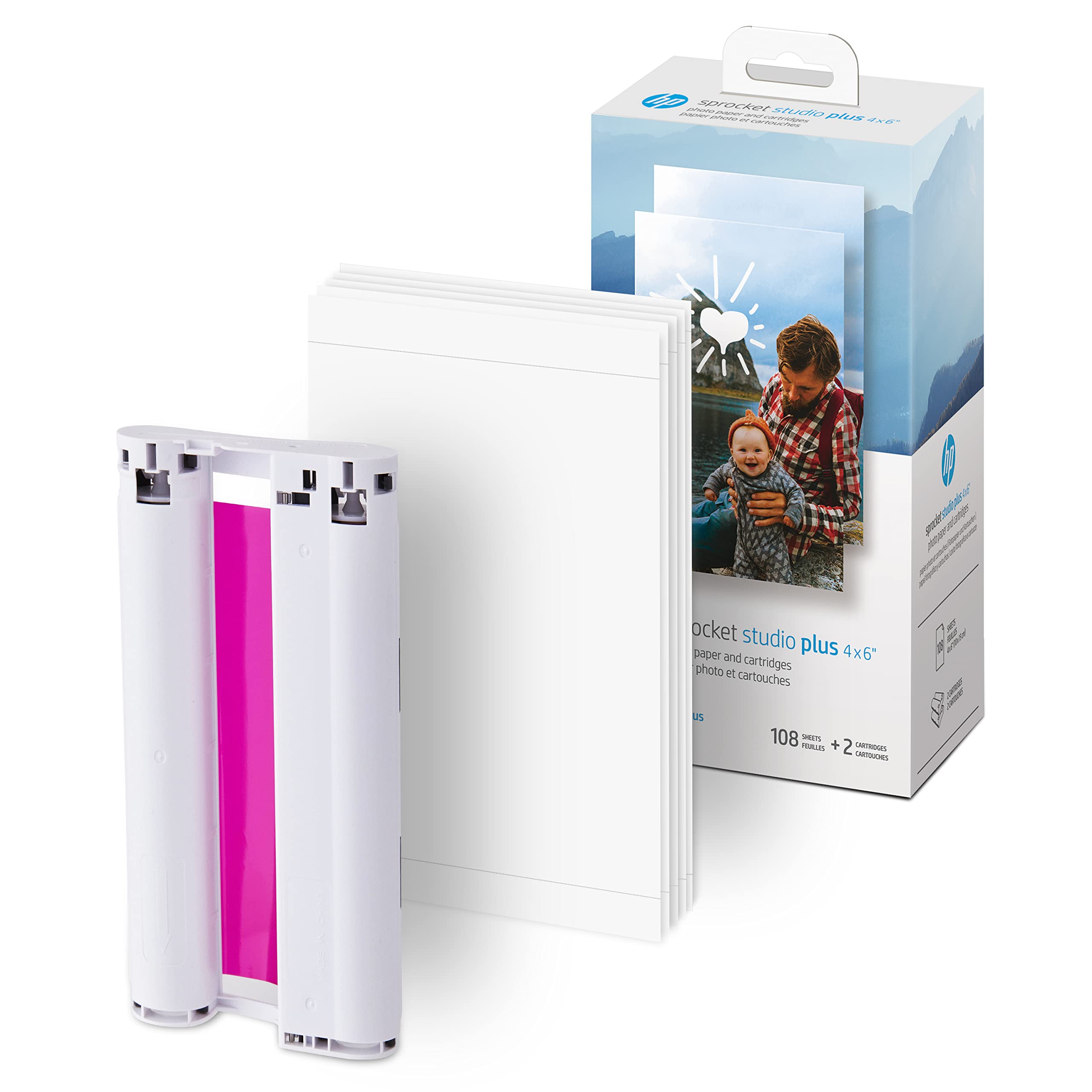 HP Sprocket Studio Plus 4x6 Instant Photo Printer with 118 Sheets & Cartridge Bundle - Wireless Wi-Fi Dye Sublimation Printer for Vibrant Color Prints - Perfect for Home Decor, Scrapbooking & Gift Giving