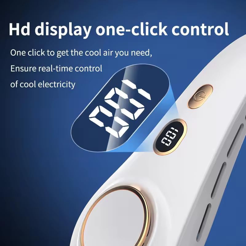 2500mAh Rechargeable Neck Fan with 4-7 Hours Battery Life - Portable Cooling Fan for Outdoor, Travel, Camping & Office - Hands-Free Personal Air Circulator with Cold Air Blowing Technology