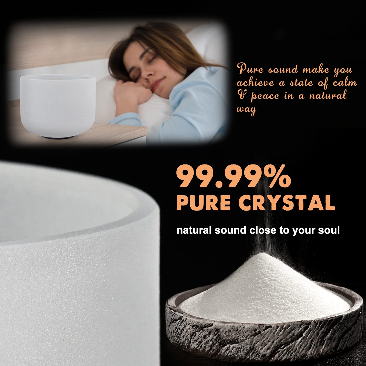 432Hz Sound Healing Crystal Singing Bowls Set of 3 (8'', 10'', 12'') - Frosted Chakra Quartz Sound Bowl Kit with Carry Bags for Meditation, Yoga & Energy Healing