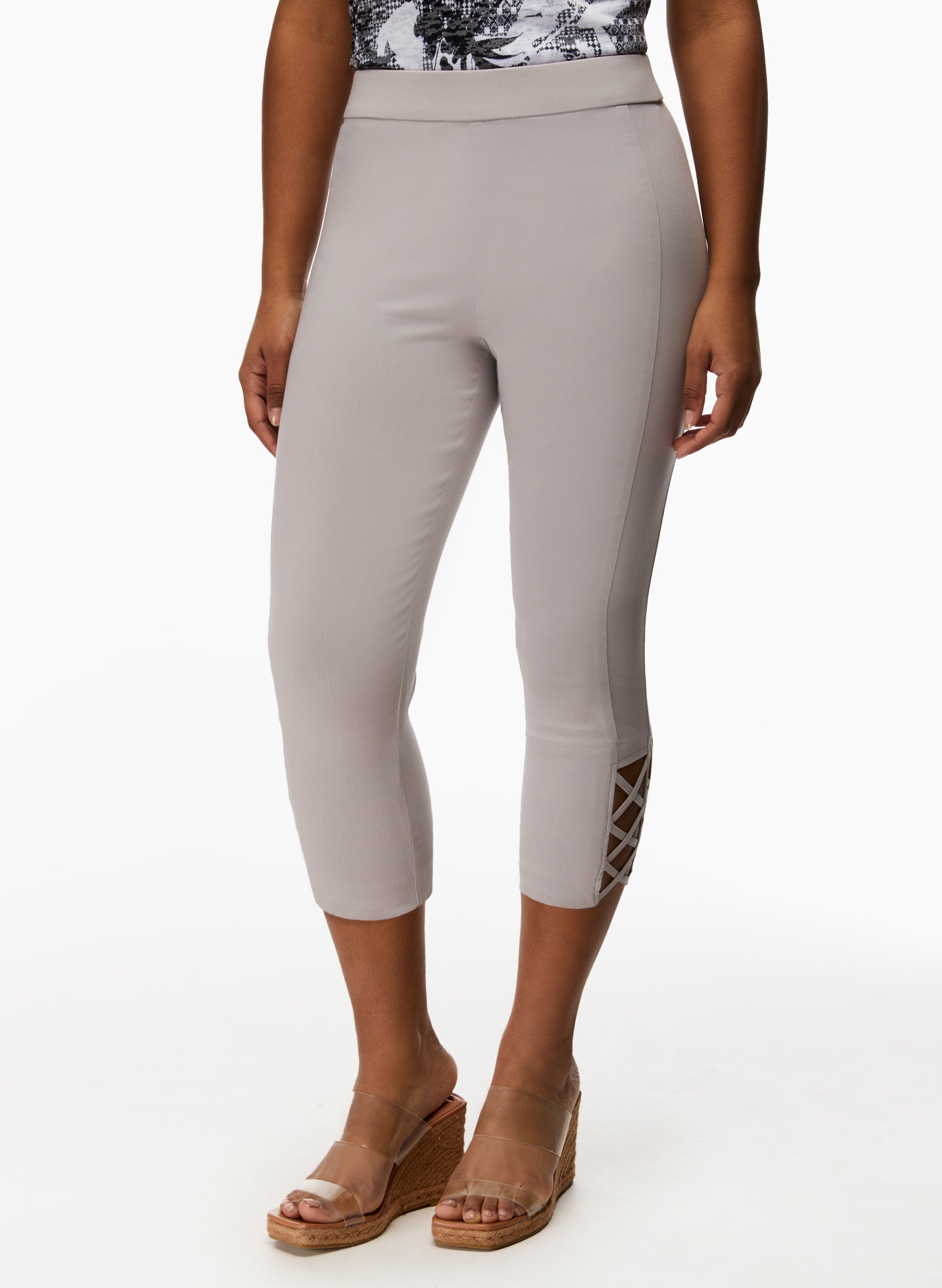 Women's Cross Detail Capris - Stylish & Comfortable Stretch Yoga Pants for Workout, Running & Lounge Wear