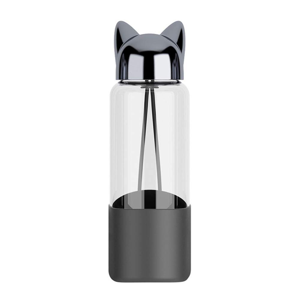 FRIGID 350ml Leak-Proof Glass Water Bottle with Creative Animal Design - Portable Travel & Sports Drink Bottle for Couples (Blue) - Perfect for Gym, Hiking, Office & Daily Use