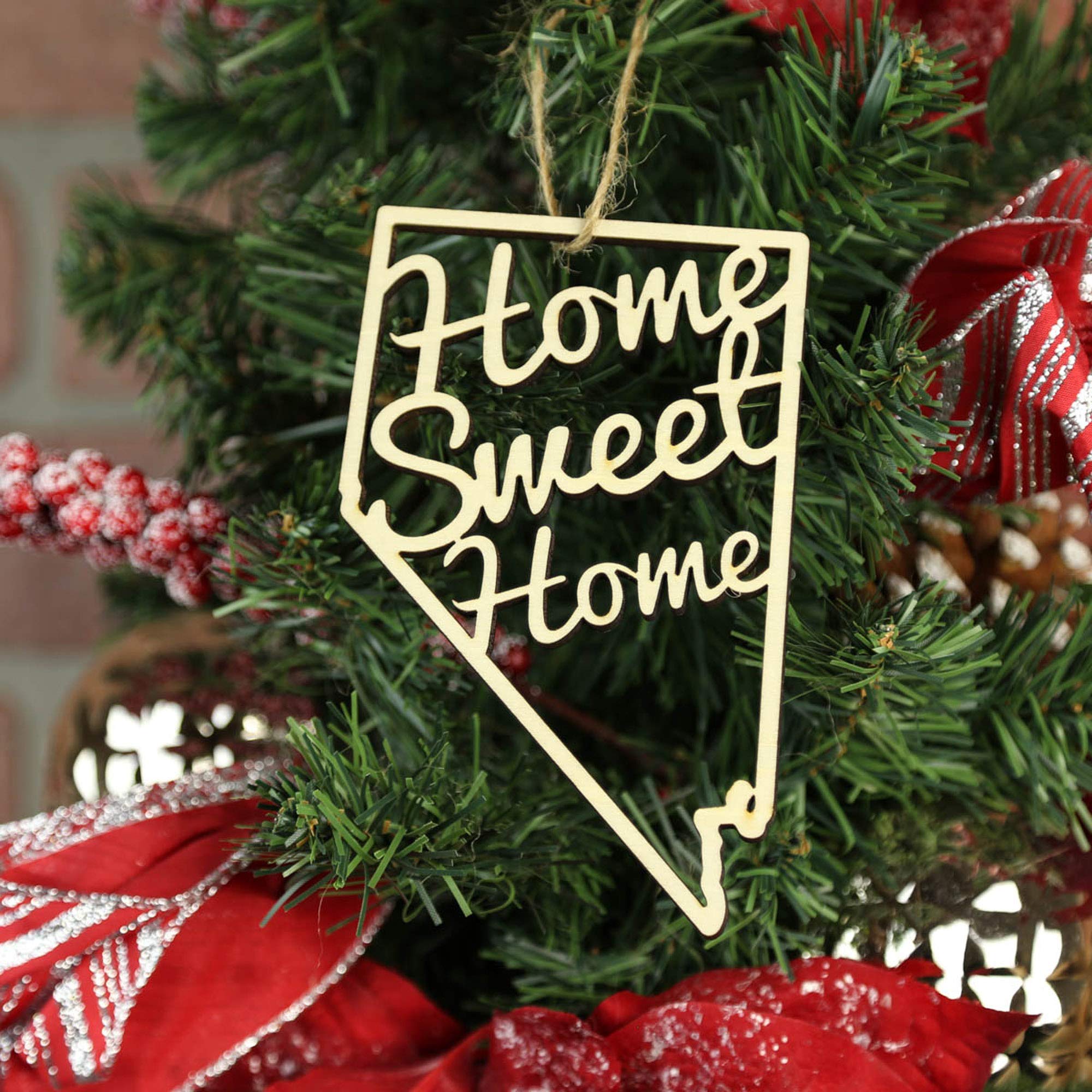 Torched Home Sweet Home Christmas Tree Ornament - Handmade Hanging Holiday Decor for Xmas Tree - Perfect Housewarming Gift for New Homeowners - Nevada Themed - Ideal for Christmas Decorations, Holiday Parties & Festive Home Styling