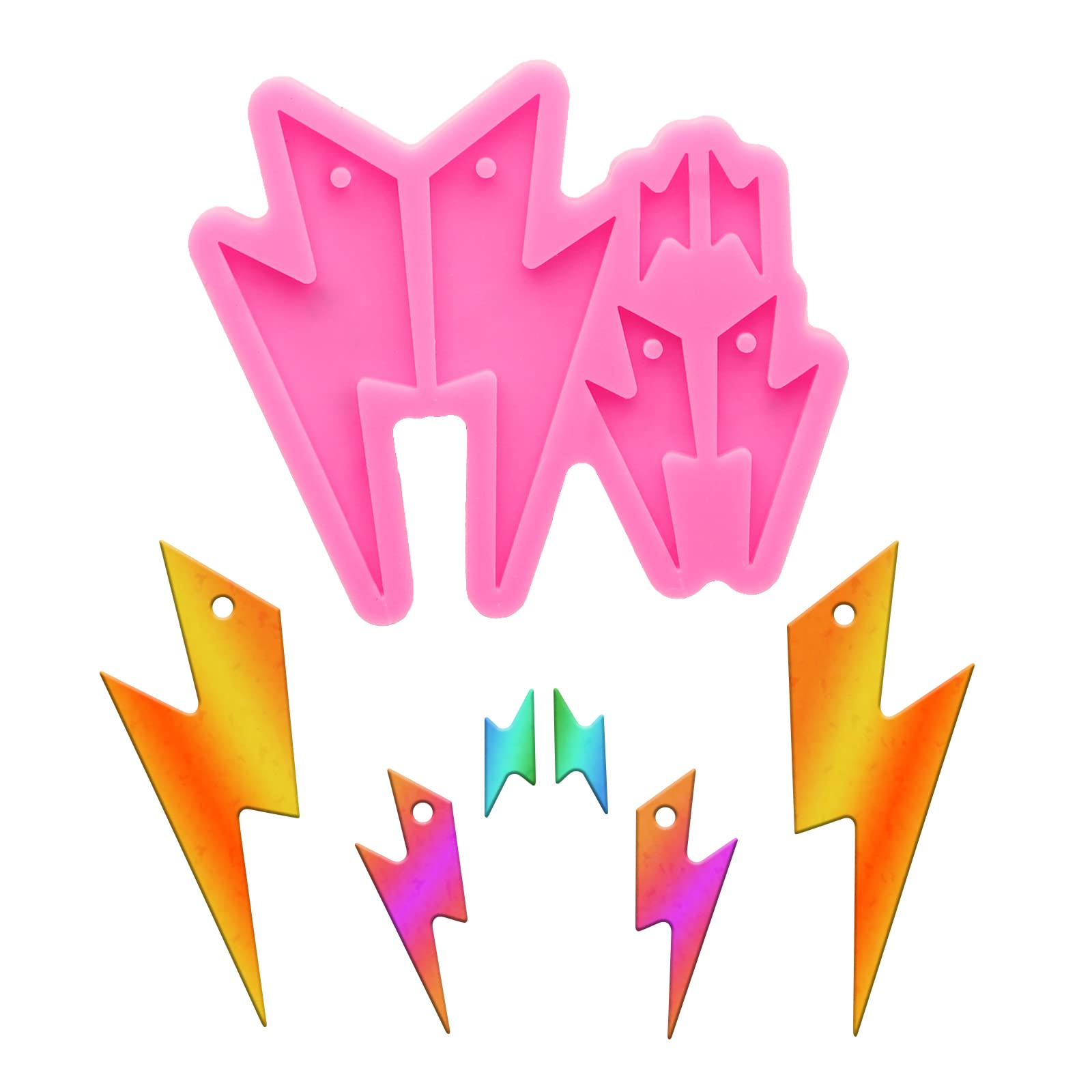 Lightning Bolt Resin Earring Mold - 4 Cavity Silicone Jewelry Molds for DIY Epoxy Resin Casting - Perfect for Making Unique Earrings, Necklace Pendants & Handmade Jewelry Crafts (Great for Gifts, Parties & Creative DIY Projects)