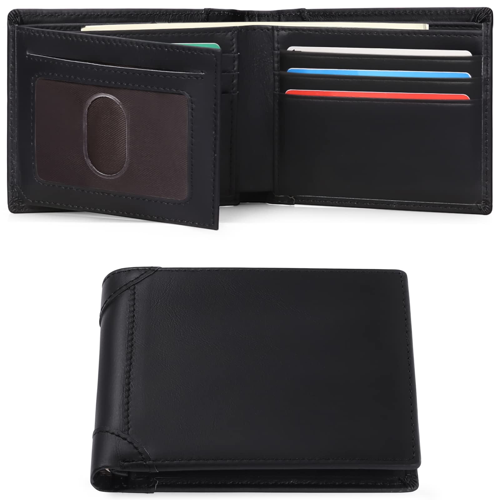 Genuine Leather RFID Blocking Bifold Wallet for Men - Slim Credit Card Holder & Cash Organizer | Perfect for Everyday Carry, Travel, and Business (SENDEFN)