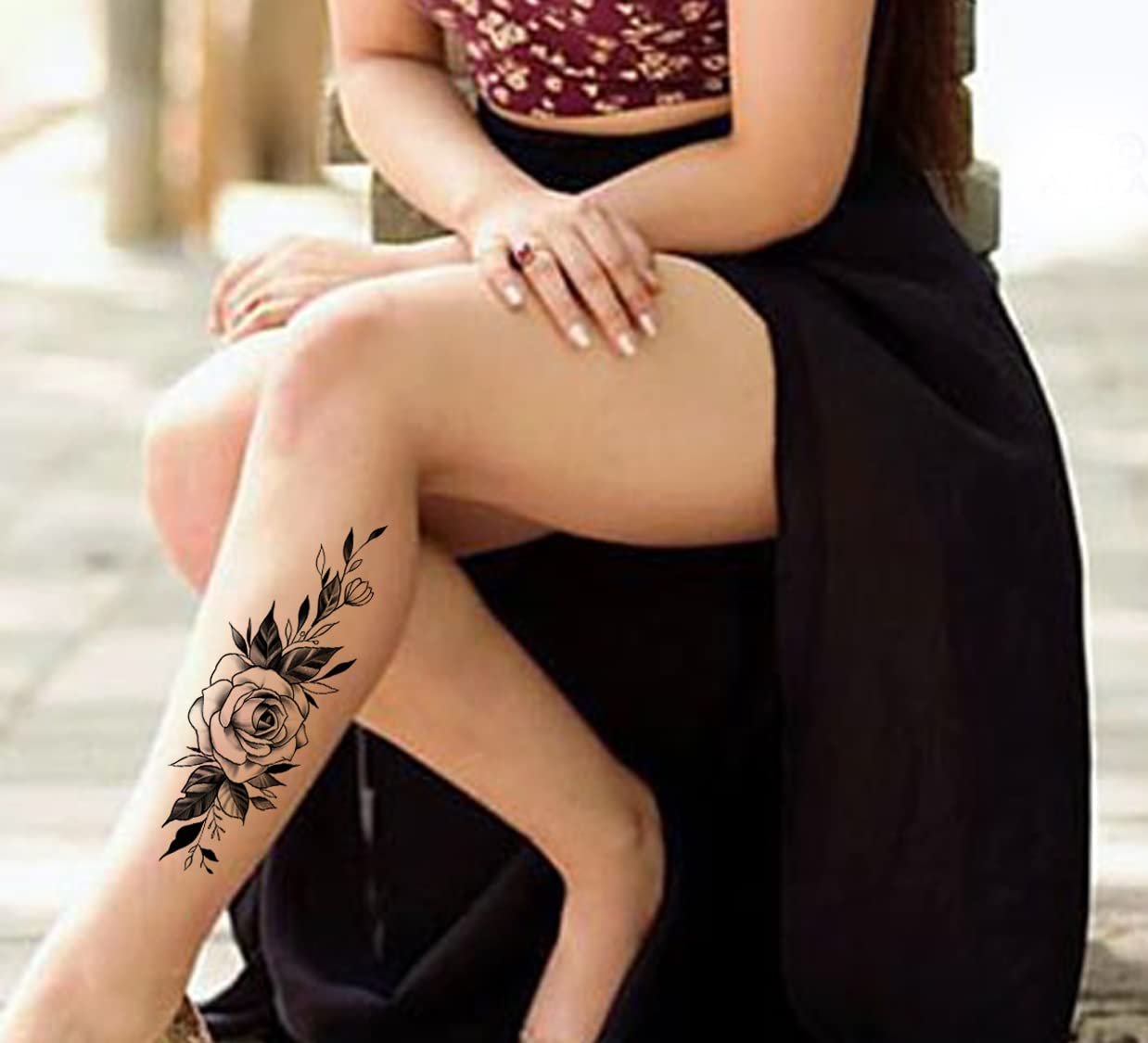 Waterproof Temporary Tattoo Stickers for Men & Women - 3D Realistic Flowers, Butterflies, Stars, Angels & Wolf Designs - Armband & Word Tattoos (17x9.5cm) - Perfect for Parties, Halloween Costumes & Body Art