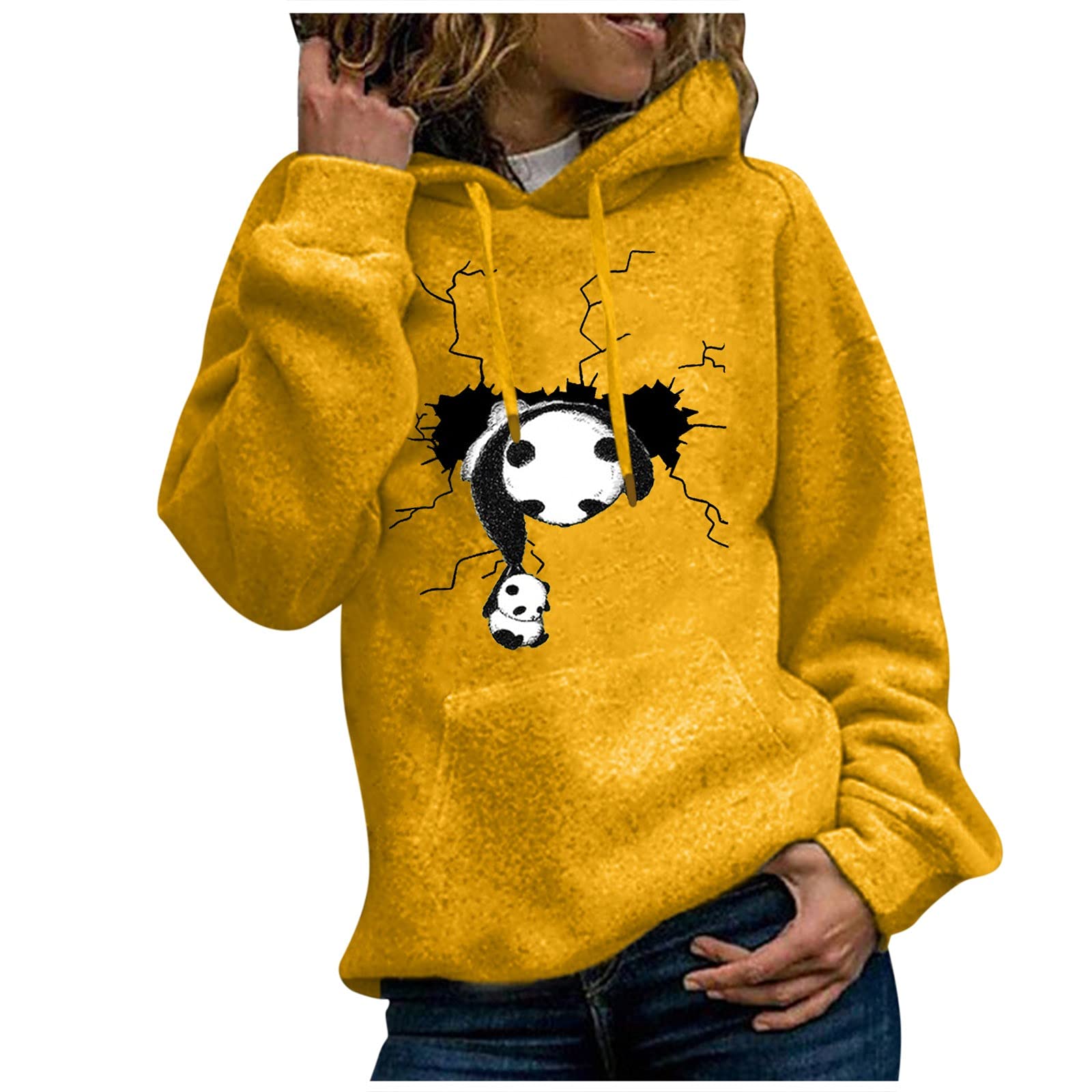 Stylish Women's Long Sleeve Animal Print Hooded Sweater with Pockets - Cozy Pullover for Casual Wear, Fall Fashion & Outdoor Activities