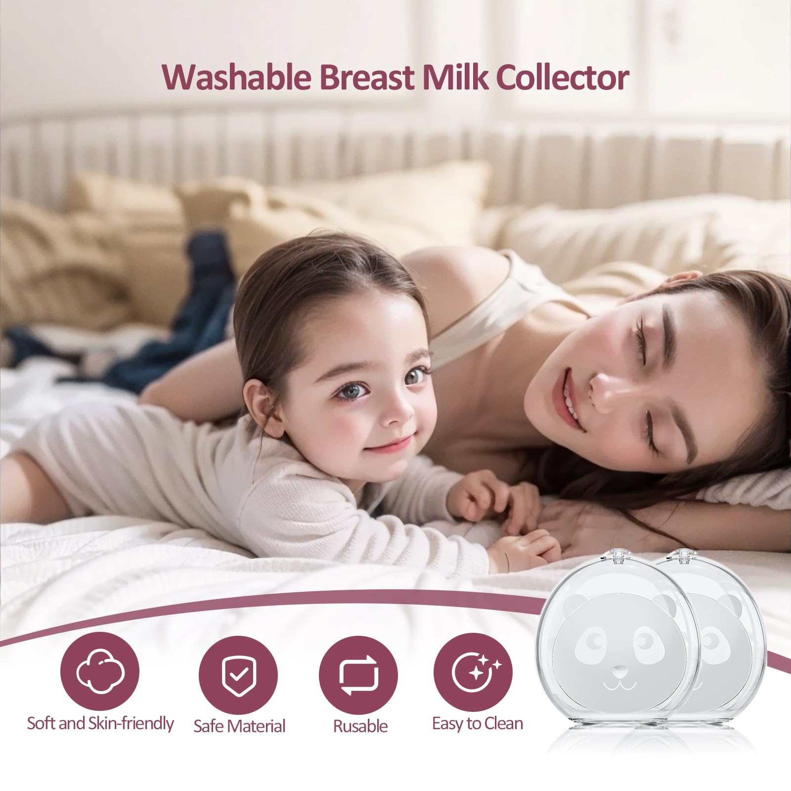 **Reusable Silicone Breast Milk Collector - 2.8oz/80ml Big Capacity Milk Catcher for Breastfeeding, Soft & Comfortable - 2 Pack | Perfect for Nursing Moms, Leak-Free & Hands-Free Pumping**