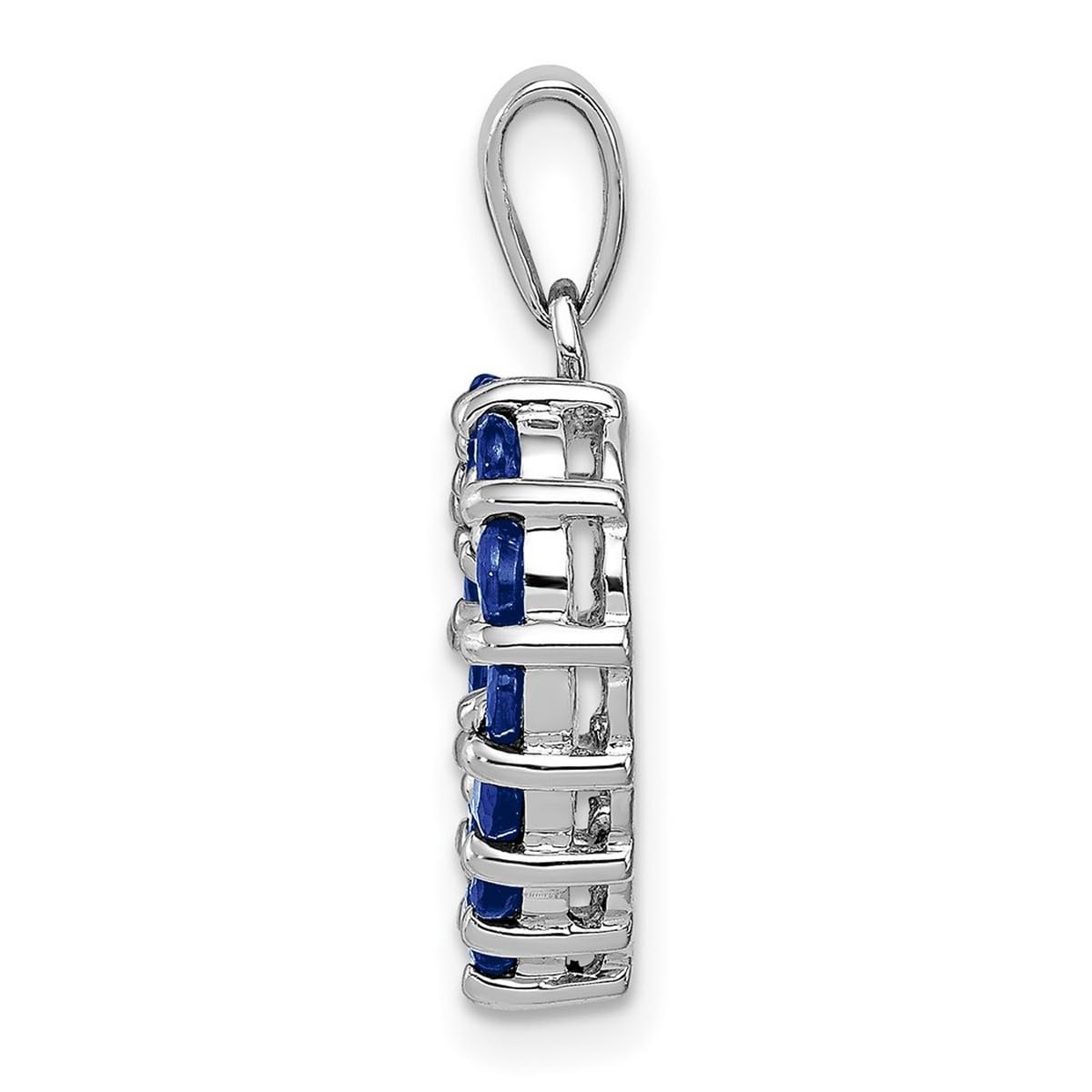 925 Sterling Silver Rhodium Plated Sapphire Pendant Necklace for Women - 21x14mm Elegant Jewelry for Gifts, Anniversaries & Special Occasions