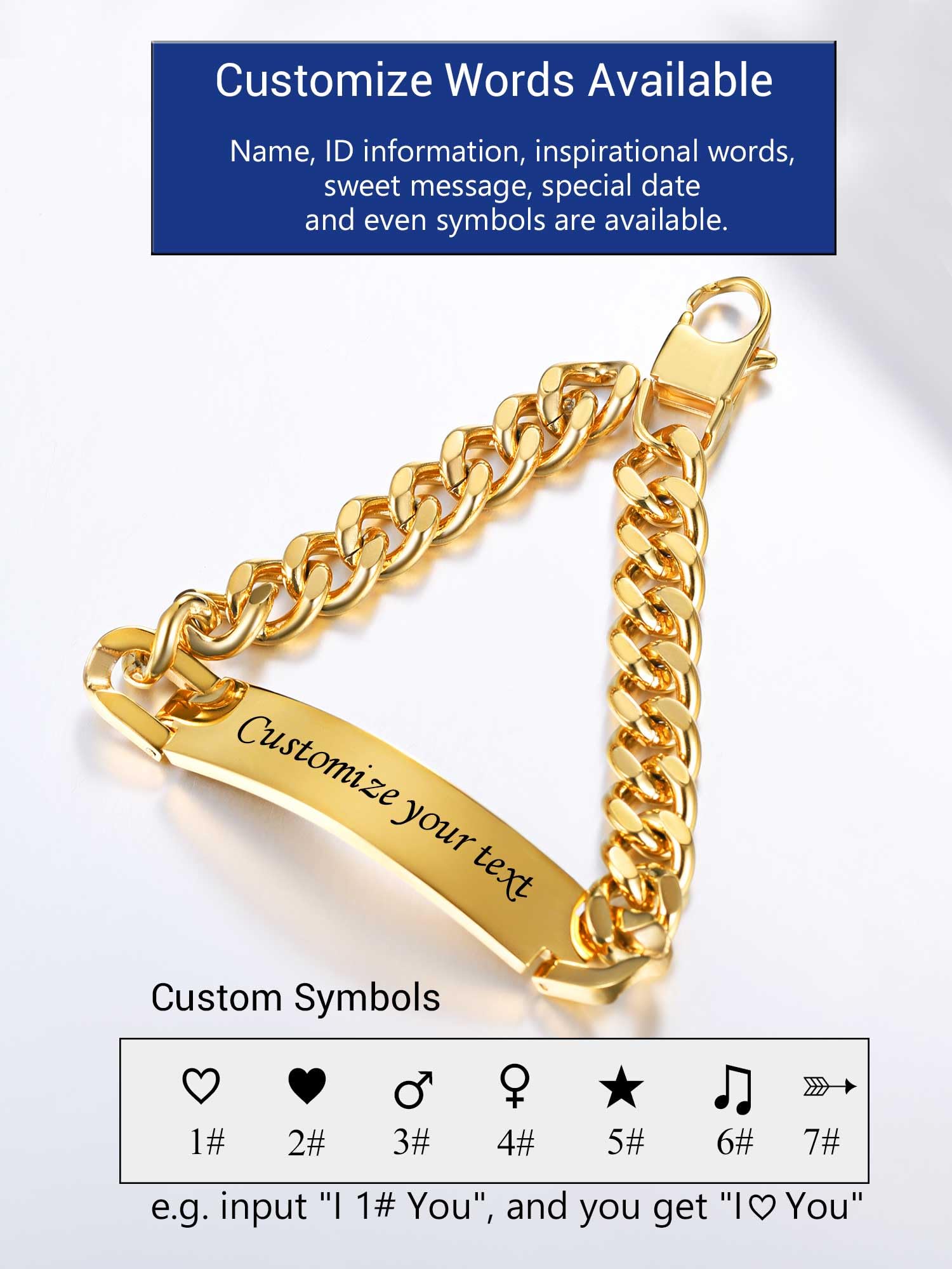 Custom Engraved Stainless Steel Bracelets for Men & Women - Personalized Name, Date, Initial & Quote ID Bracelets (7.5
