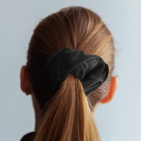 Ezume® 12 Pack Black Velvet Hair Scrunchies - Soft Elastic Hair Ties for Women & Girls - Gentle No-Slip Hair Bands for Workouts, Yoga, Office & Everyday Use