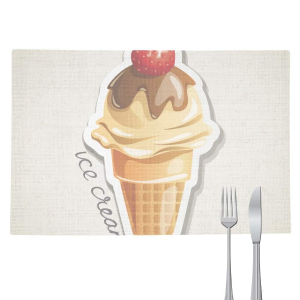 DIYthinker Strawberry Chocolate Sweet Ice Cream Cone Heat-Resistant Woven Placemat - Kitchen Dining Table Decor, Perfect for Parties, Picnics & Home Decor