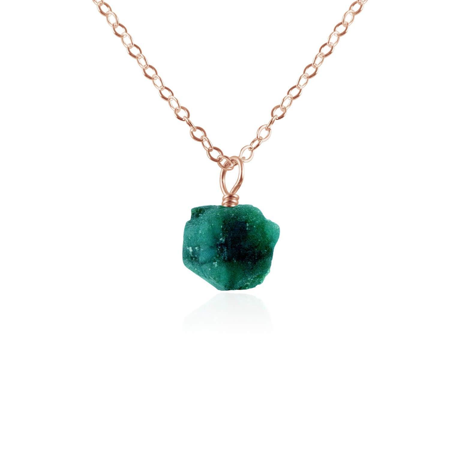 Natural Raw Emerald Pendant Necklace - Handmade Sterling Silver Jewelry for Women - Perfect for Boho, Hippie & Nature Lover Gifts