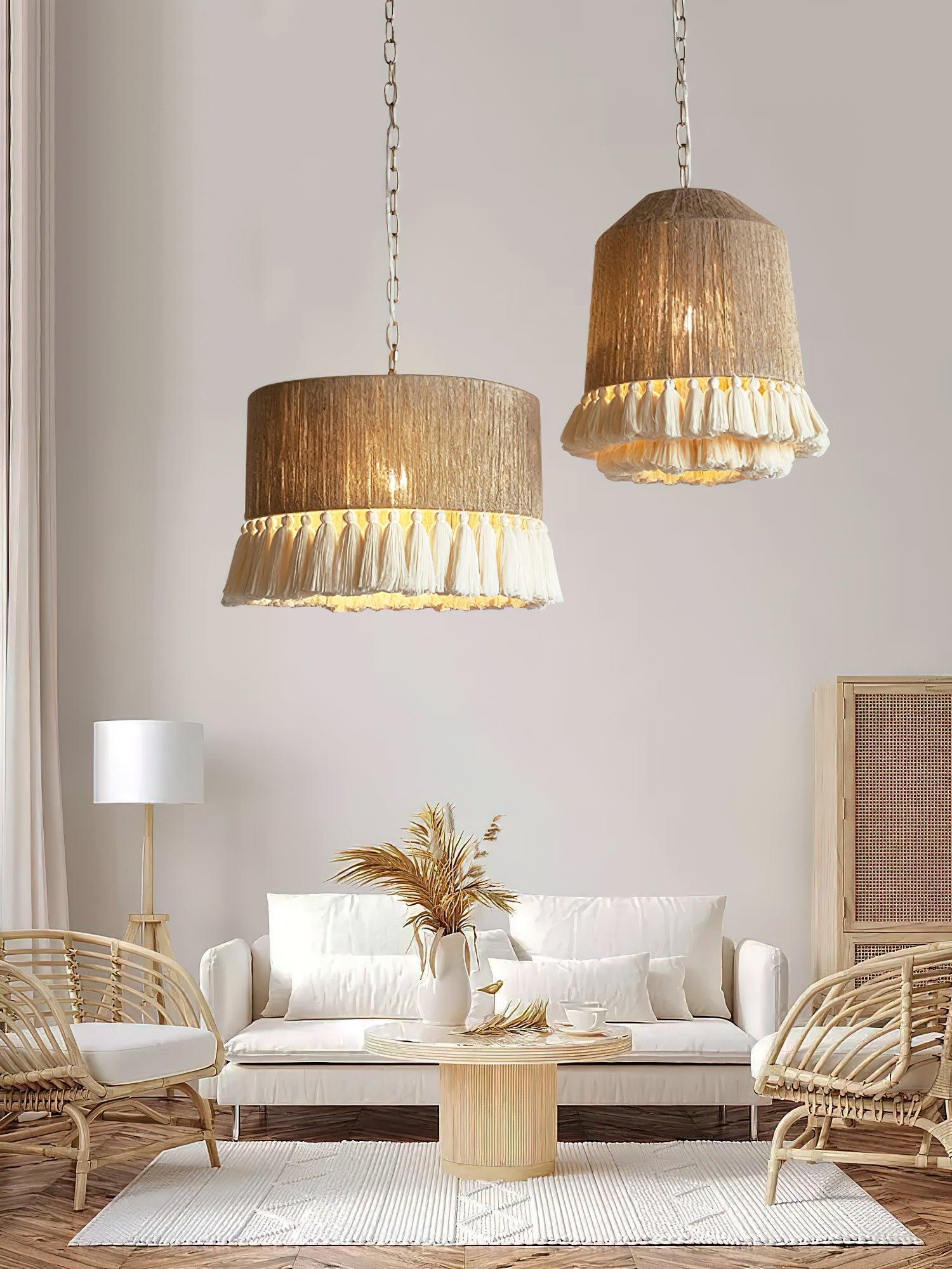 Boho Rara Pendant Lamp - Handmade Rattan Hanging Light Fixture for Living Room, Bedroom & Dining Room Decor | Perfect for Boho, Farmhouse & Coastal Style Homes