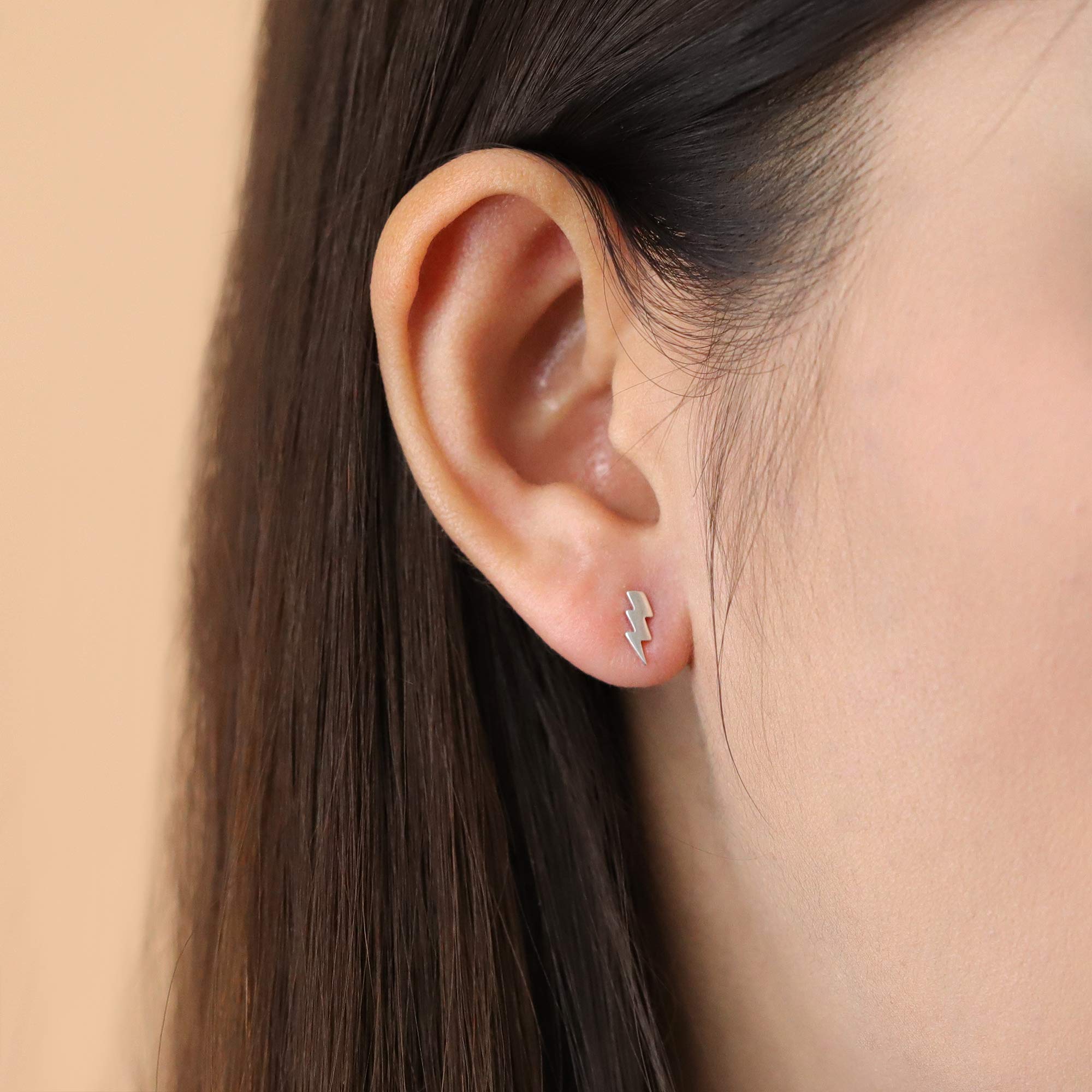 Boma Jewelry Sterling Silver Lightning Bolt Stud Earrings for Women - Hypoallergenic 925 Silver Earrings - Trendy Punk Rock Jewelry Gift for Her - Perfect for Concerts, Parties & Everyday Wear