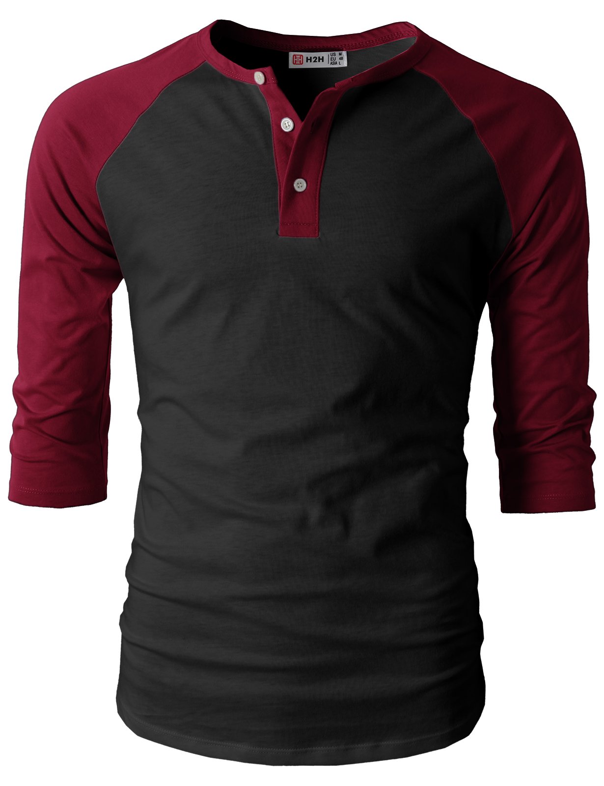 Men's Casual Slim Fit Henley T-Shirt - Raglan Long & 3/4 Sleeve Baseball Jersey Shirt for Everyday Wear, Gym & Street Style