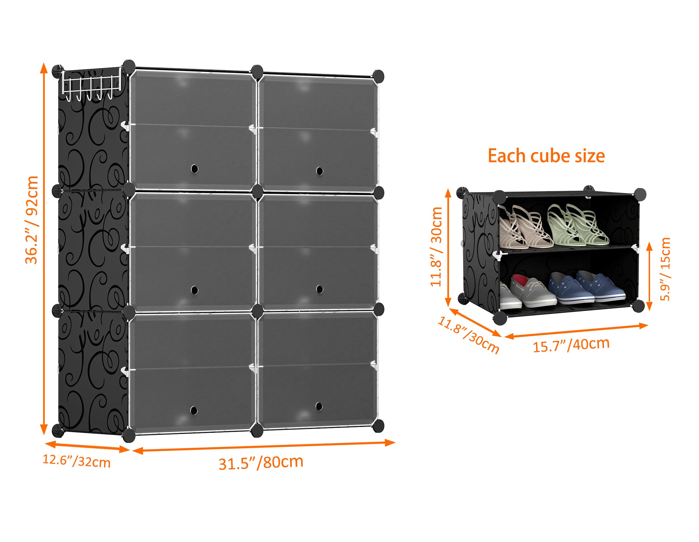 HOMIDEC 6-Tier Shoe Rack Organizer - 24 Pair Plastic Shoe Storage Cabinet for Closet, Hallway, Bedroom & Entryway - Space Saving Solution for Shoe Lovers & Home Organization