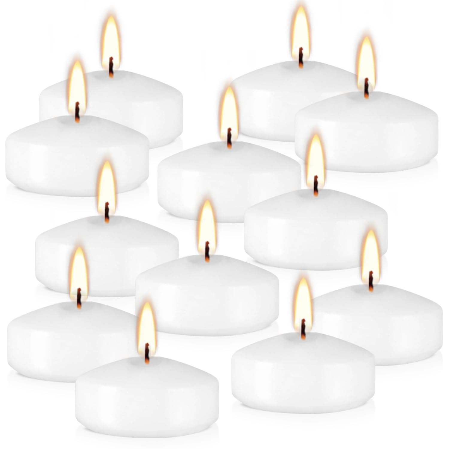 12 Pcs White Unscented Floating Candles - 2 Inch for Centerpieces, Holiday Decor & Gifts