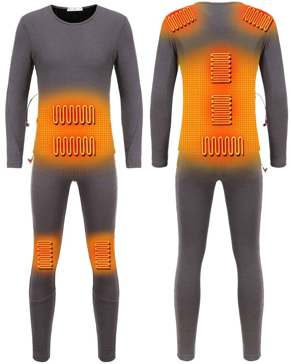 USB Electric Heated Thermal Underwear Set for Men & Women - Long Sleeve Winter Base Layer Top & Bottom - Battery Powered Heating Clothes for Cold Weather - Perfect for Skiing, Hiking & Outdoor Activities