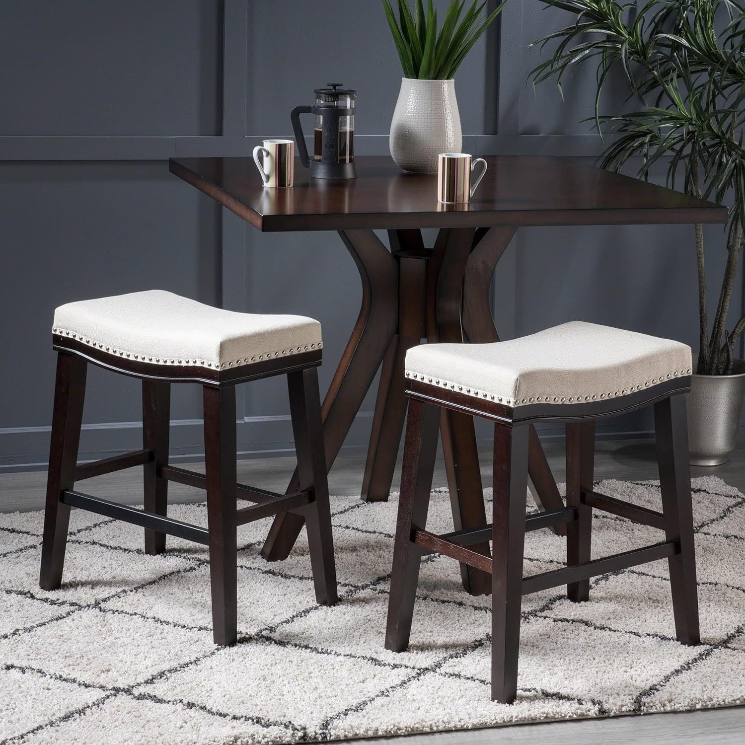 Modern Counter Stool - Adjustable Height Bar Stool with Backrest, Comfortable Kitchen Island Stool for Dining, Breakfast Nook, Home Bar & Office Use